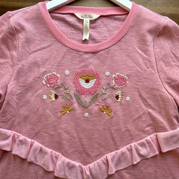 Matilda Jane Heart To Heart Autumn Prairie Pink Embroidered Knit Sweatshirt 16 - Picture 3 of 7